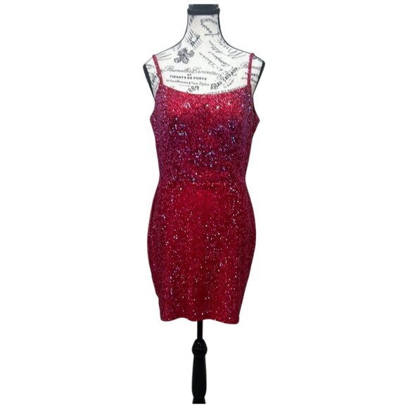 Amarra Red Cherry Cutout Mini Dress - Rhinestone V-back - Size 6 - Style 20168 - Picture 7 of 16
